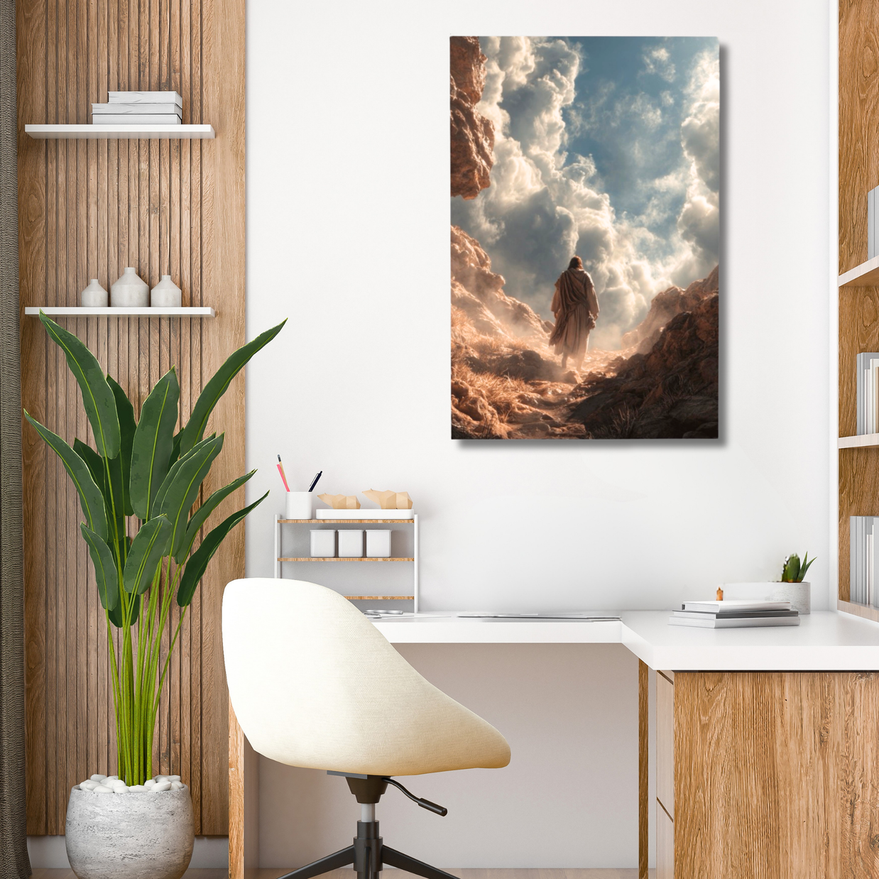 Guided by Light – Christian wall art inspired by faith and serenity. Waterproof canvas, Finnish pine frame, handcrafted in California. Perfect Christian home décor and inspirational gift.