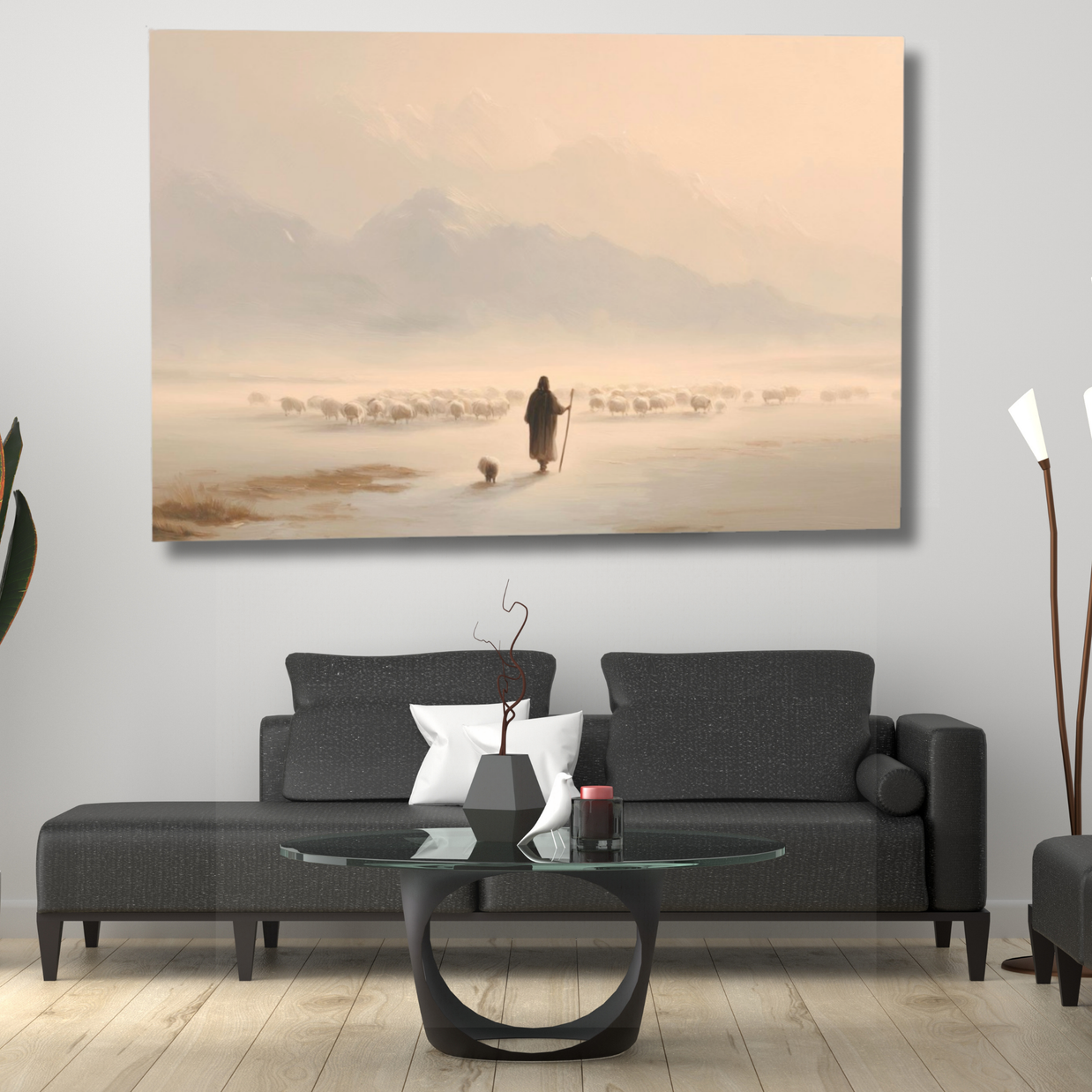 “The Shepherd’s Path” – Christian Wall Art | Psalm 23 Inspired Canvas Print | Faith & Light Collection by April Bloom